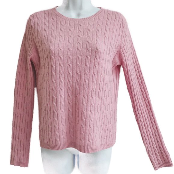 Valerie Stevens Sweaters - Cashmere Valerie Stevens 2ply 3D Cable Knit Light Pink Crewneck M